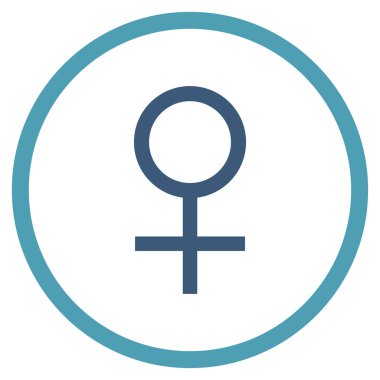 Venüs kadın sembolü yuvarlak vektör simgesi