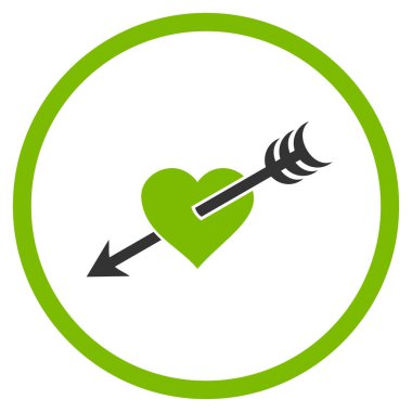 Ok kalp yuvarlak vektör simgesi