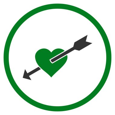 Kalp ok yuvarlak vektör simgesi