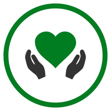 Aşk bakım el yuvarlak vektör simgesi