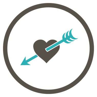 Ok kalp yuvarlak vektör simgesi