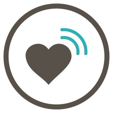 Kalp radyo sinyal yuvarlak vektör simgesi