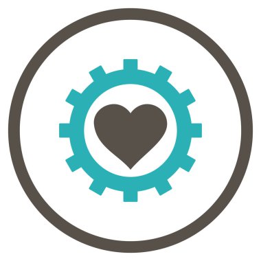 Aşk kalp seçenekleri dişli yuvarlak vektör simgesi