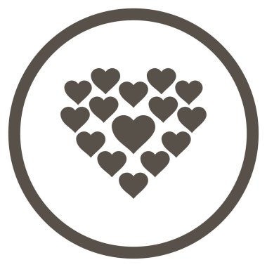 Aşk kalp şekli yuvarlak vektör simgesi