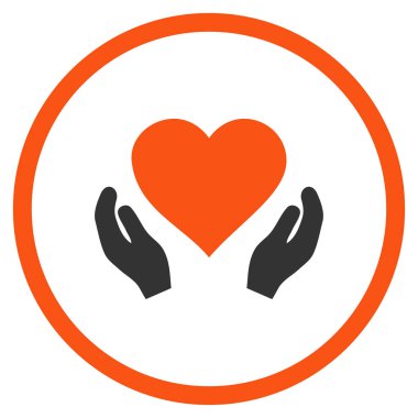 Aşk bakım el yuvarlak vektör simgesi