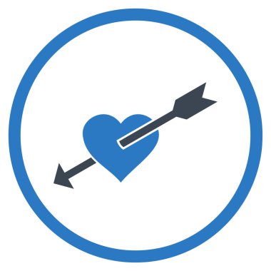 Kalp ok yuvarlak vektör simgesi