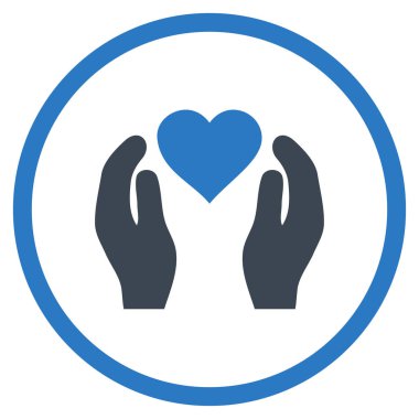 Aşk bakım el yuvarlak vektör simgesi