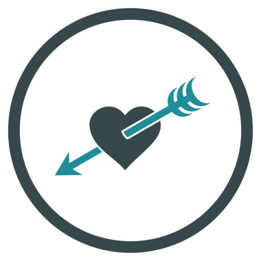 Ok kalp yuvarlak vektör simgesi