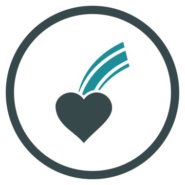 Düşen kalp yuvarlak vektör simgesi