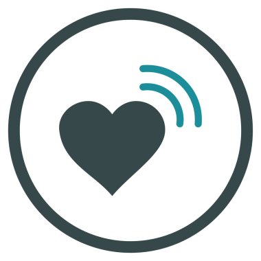 Kalp radyo sinyal yuvarlak vektör simgesi