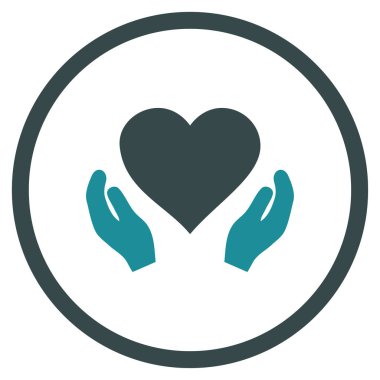 Aşk bakım el yuvarlak vektör simgesi