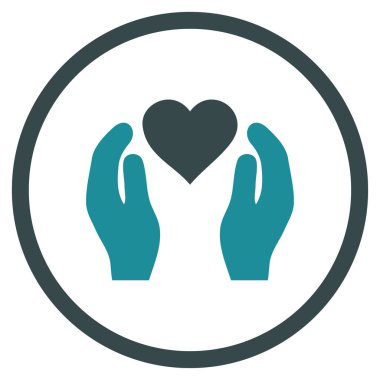 Aşk bakım el yuvarlak vektör simgesi