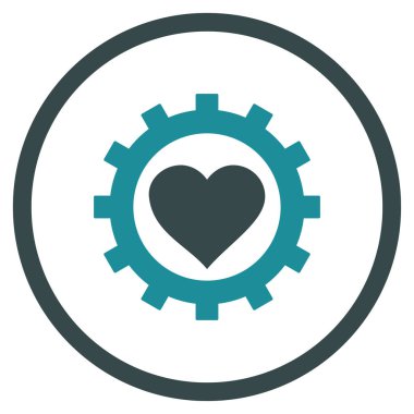 Aşk kalp seçenekleri dişli yuvarlak vektör simgesi