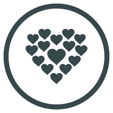 Aşk kalp şekli yuvarlak vektör simgesi