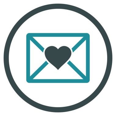 Aşk mektubu yuvarlak vektör simgesi