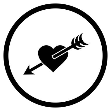 Ok kalp yuvarlak vektör simgesi