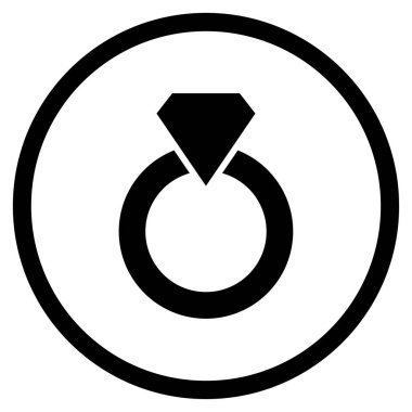 Elmas yüzük yuvarlak vektör simgesi