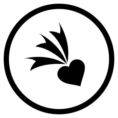 Düşen kalp yuvarlak vektör simgesi