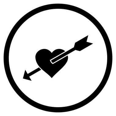 Kalp ok yuvarlak vektör simgesi