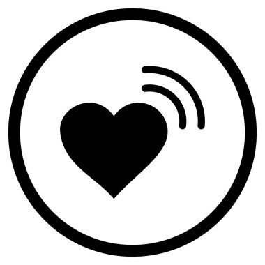 Kalp radyo sinyal yuvarlak vektör simgesi