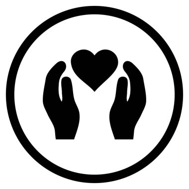 Aşk bakım el yuvarlak vektör simgesi