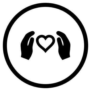 Aşk bakım el yuvarlak vektör simgesi