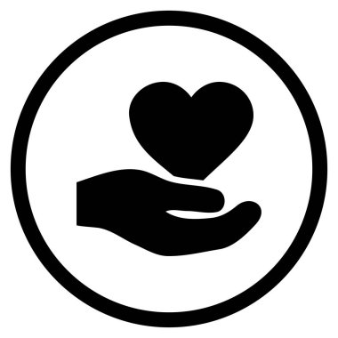 Aşk kalp teklif el yuvarlak vektör simgesi