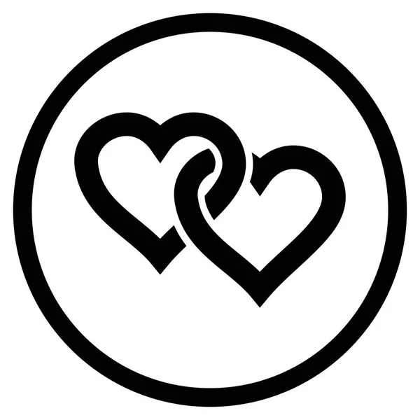 Linked Hearts Rounded Vector Icon — Stock Vector