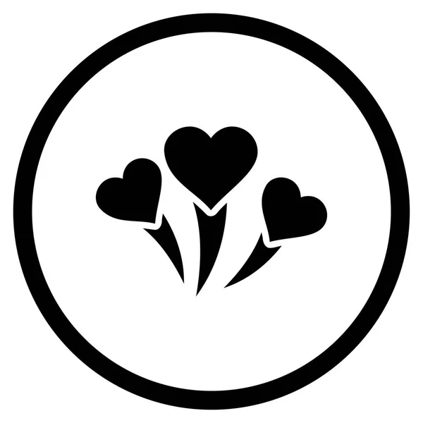 Miłość serca fajerwerki wektor zaokrąglona ikona — Wektor stockowy