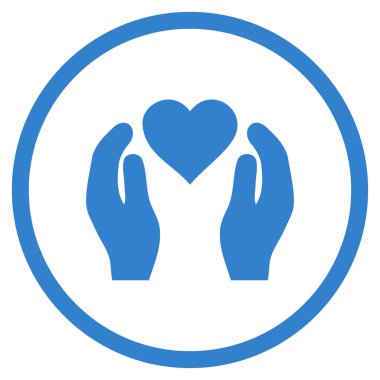 Aşk bakım el yuvarlak vektör simgesi