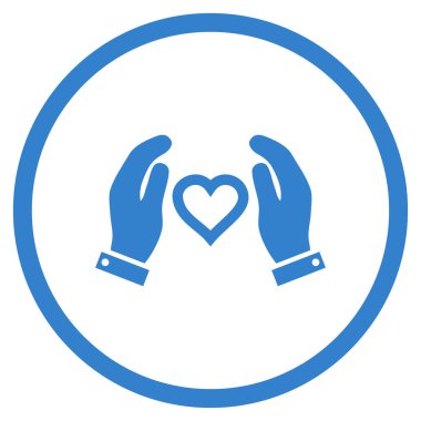 Aşk bakım el yuvarlak vektör simgesi