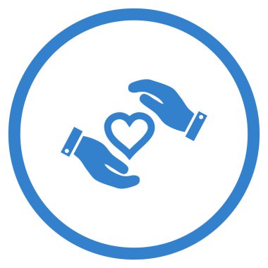 Aşk kalp bakım el yuvarlak vektör simgesi