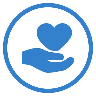 Aşk kalp teklif el yuvarlak vektör simgesi