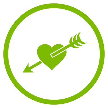 Ok kalp yuvarlak vektör simgesi