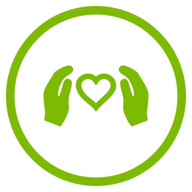 Aşk bakım el yuvarlak vektör simgesi