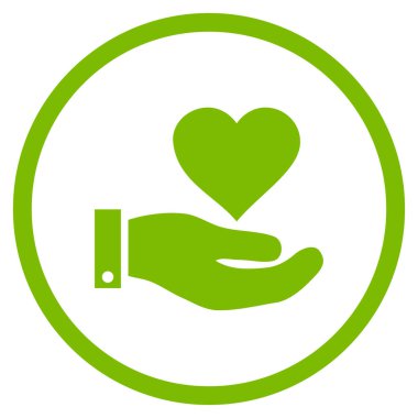 Aşk kalp teklif el yuvarlak vektör simgesi