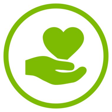 Aşk kalp teklif el yuvarlak vektör simgesi