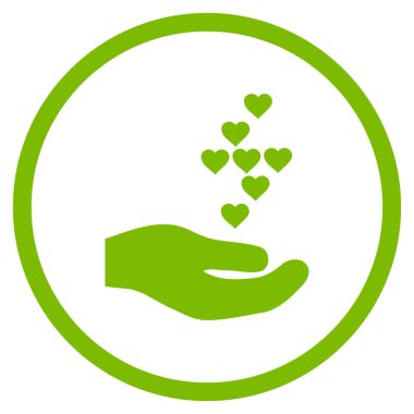 Sevgi kalpleri teklif el yuvarlak vektör simgesi