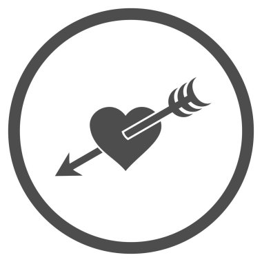 Ok kalp yuvarlak vektör simgesi