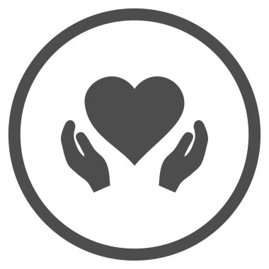Aşk bakım el yuvarlak vektör simgesi