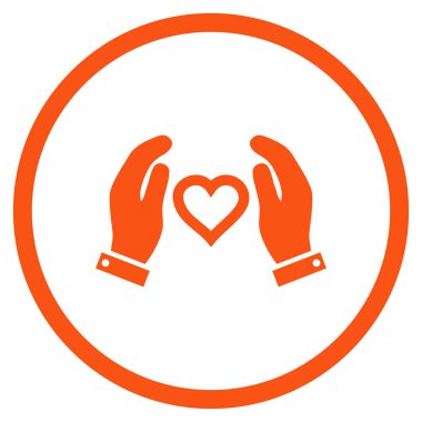 Aşk bakım el yuvarlak vektör simgesi