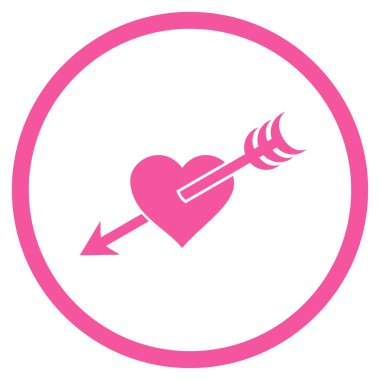 Ok kalp yuvarlak vektör simgesi