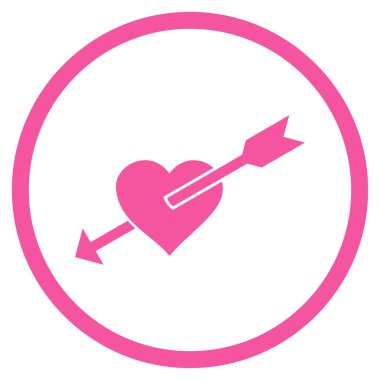 Kalp ok yuvarlak vektör simgesi