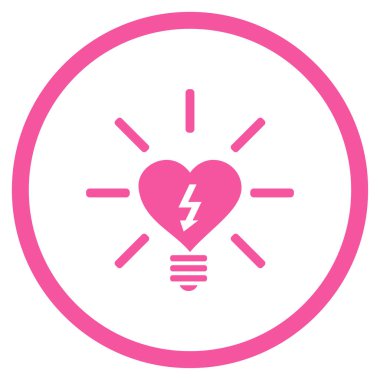 Kalp elektrikli ampul yuvarlak vektör simgesi