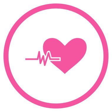 Kalp nabız yuvarlak vektör simgesi