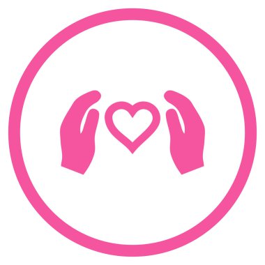 Aşk bakım el yuvarlak vektör simgesi