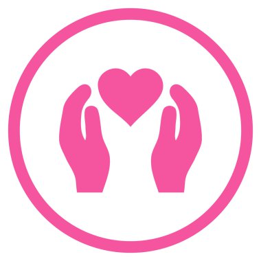 Aşk bakım el yuvarlak vektör simgesi