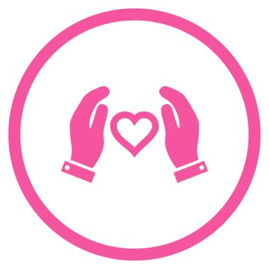 Aşk bakım el yuvarlak vektör simgesi