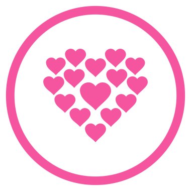 Aşk kalp şekli yuvarlak vektör simgesi