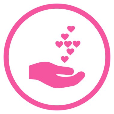 Sevgi kalpleri teklif el yuvarlak vektör simgesi